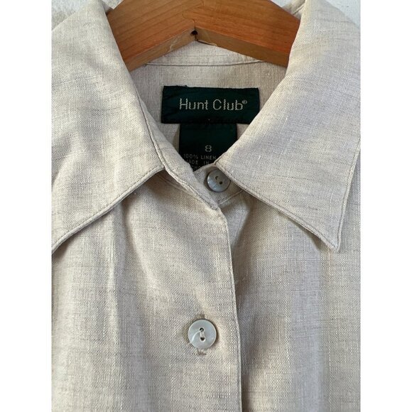 Vintage Hunt Club Womens Size 8 100% Natural Linen Classic Shirt MOP Buttons L/S - Picture 4 of 12